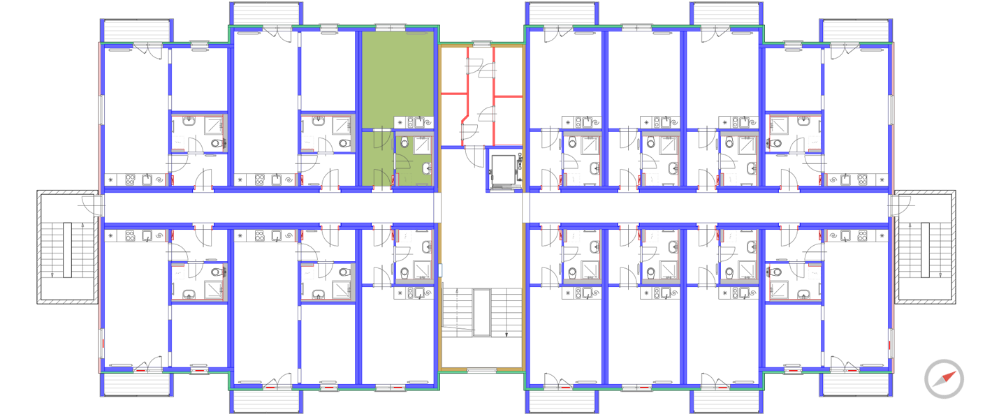 Pozice bytu A 2.3 v budově