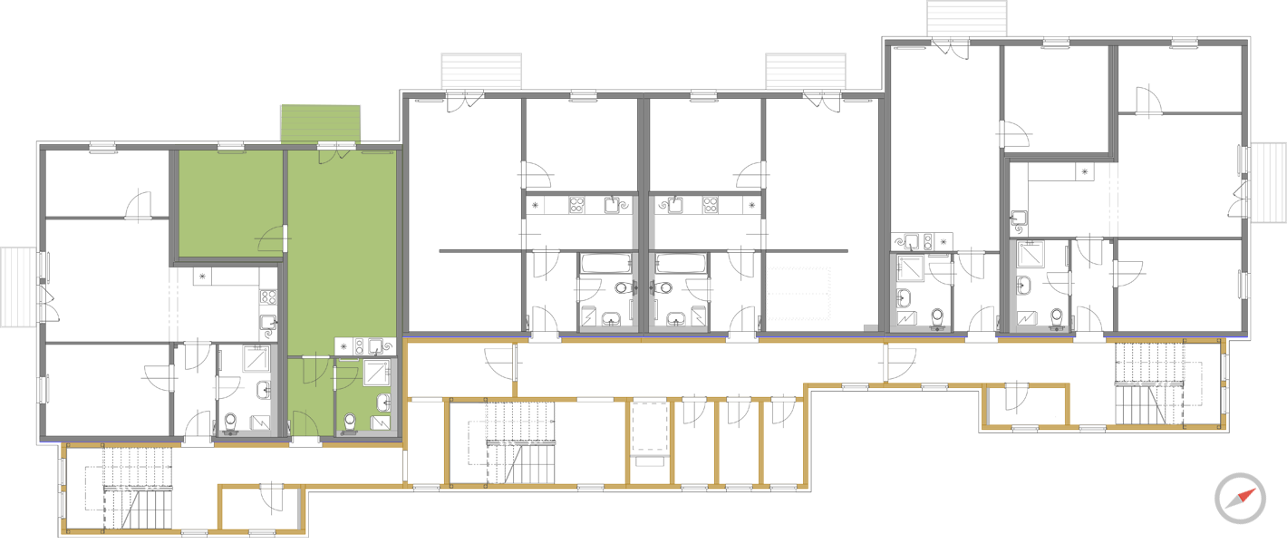 Pozice bytu A 2.2 v budově